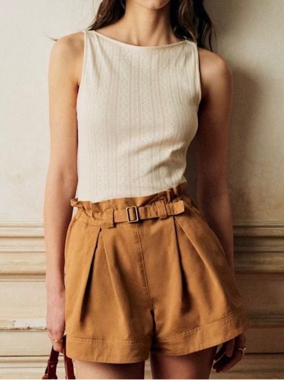 Sezane Dave Short in Camel size 4 NWT